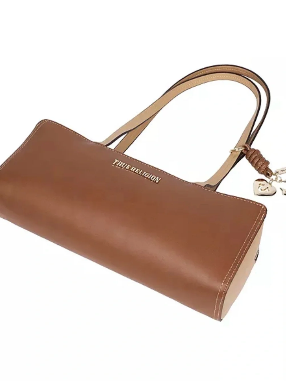 True Religion East/West Modern Satchel Black Gold Hardware